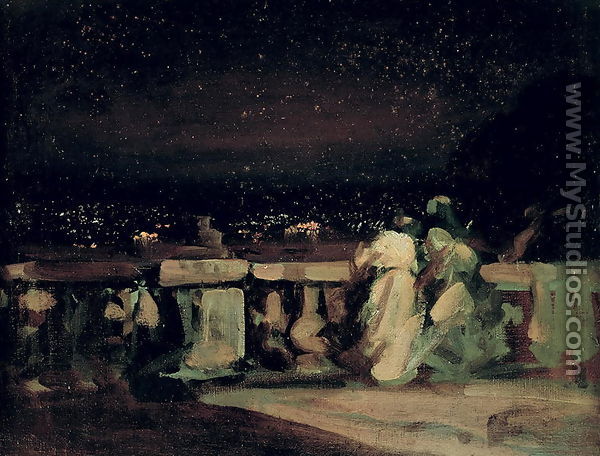 Watching the Fireworks, St. Cloud (on the Terrace) c.1893 - Charles Edward Conder