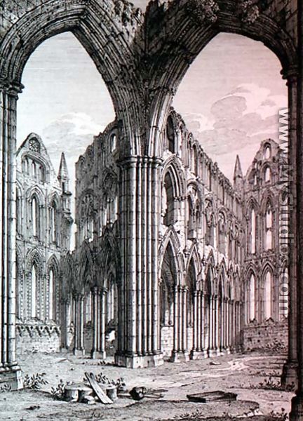 Whitby Abbey  Yorkshire,  illustration from Views of English Abbeys and Cathedrals - John Coney