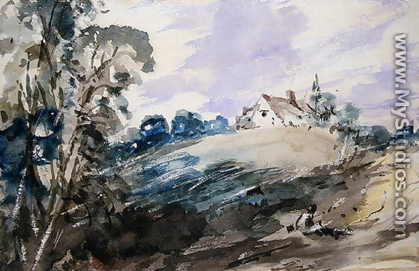 A Cottage on a High Bank - John Constable