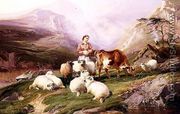 Cow and Sheep on a Mountain Pasture - Thomas Sidney Cooper