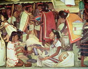 The Great City of Tenochtitlan, detail of women selling maize, 1945 - Diego Rivera