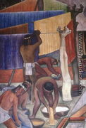 Dyeing Fabrics, detail from  The Tarascan Civilisation, 1942 - Diego Rivera
