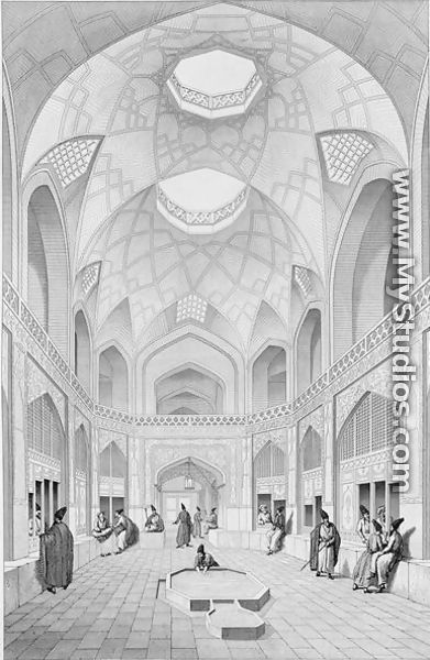 Adji Seid Hussein Bazaar, in Kashan, from  Voyage Pittoresque