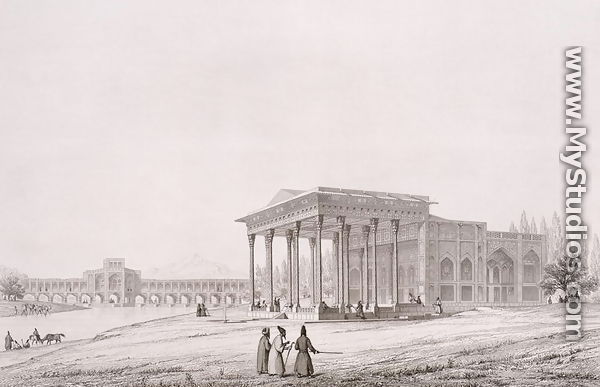 Exterior View of the Pavilion of Mirrors, Isfahan, plate 33 from Modern Monuments of Persia - Pascal Xavier  (after) Coste