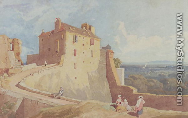 Figures on the Ramparts at Domfront - John Sell Cotman