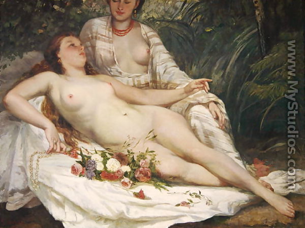 Bathers or Two Nude Women, c.1858 - Hanoteau, Hector (1823-1890) and Courbet, Gustave (1819-1877)