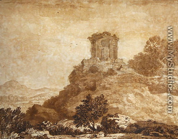 Landscape with a ruined temple, c.1756 - Alexander Cozens