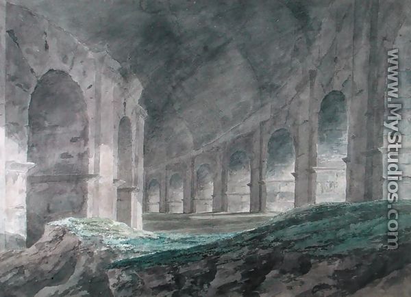 Interior of the Lower Ambulatory of the Colosseum, Rome, 1778 - John Robert Cozens