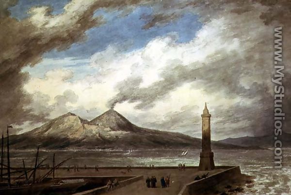 Vesuvius and Somma from the Mole at Naples - John Robert Cozens