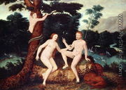 Adam and Eve in the Garden of Eden - Lucas  (school of) Cranach