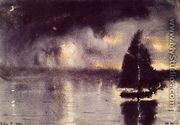 Sailboat and Fourth of July Fireworks - Winslow Homer