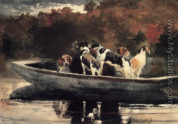 Dogs in a Boat - Winslow Homer