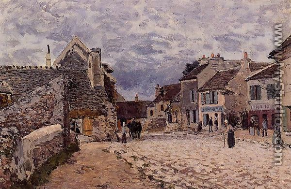 Village Street - Grey Weather - Alfred Sisley