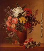 Still Life with Flowers in an Earthenware Vase - Johan Laurentz Jensen