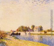 The Dam on the Loing - Barges - Alfred Sisley
