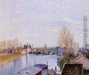 The Loing at Moret, the Laundry Boat - Alfred Sisley