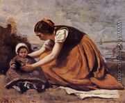 Mother and Child on the Beach - Jean-Baptiste-Camille Corot