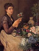 Girl Cutting Flowers - Otto Scholderer