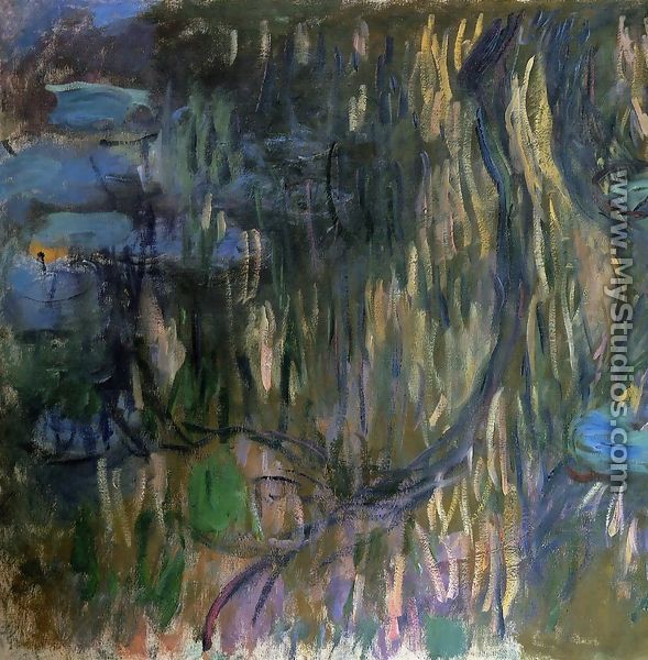 Water-Lilies, Reflections of Weeping Willows (left half) - Claude Oscar Monet