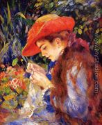 Mademoiselle Marie-Therese Durand-Ruel Sewing - Pierre Auguste Renoir