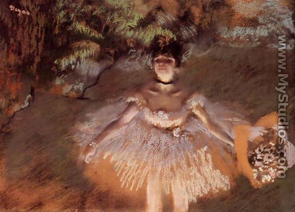 Dancer Onstage with a Bouquet - Edgar Degas