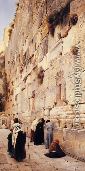 The Wailing Wall, Jerusalem - Gustave Bauernfeind