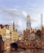 The Oudegracht with a View of the Old Town Hall and the Dom Tower beyond, Utrecht - Georg-Gillis Haanen