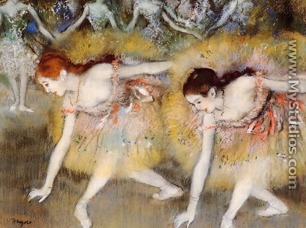 Dancers Bending Down - Edgar Degas