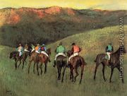 Racehorses in a  Landscape - Edgar Degas