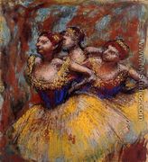 Three Dancers: Yellow Skirts, Blue Blouses - Edgar Degas