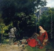 Woman with Garland - Gustave Courbet