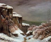 Cliffs by the Sea in the Snow - Gustave Courbet