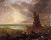 Romantic Landscape with Ruined Tower - Thomas Cole