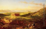 The Temple of Segesta with the Artist Sketching - Clement Pujol de Gustavino