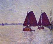 Barges on the River Scheldt - Theo van Rysselberghe