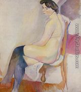 Seated Nude with Black Stockings - Jules Pascin