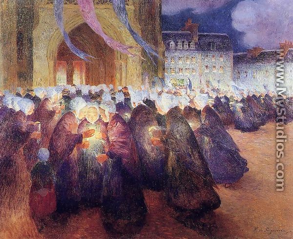 Nighttime Procession at Saint-Pol-de-Leon - Ferdinand Loyen Du Puigaudeau