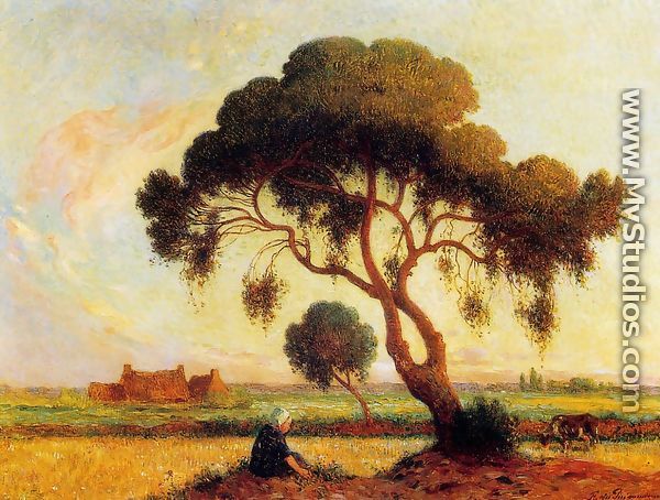 Breton Woman Seated under a Large Tree - Ferdinand Loyen Du Puigaudeau