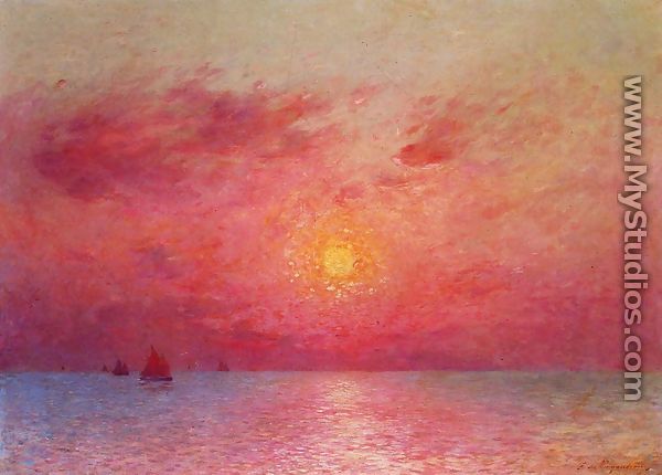 Sailboats at Sea, Evening - Ferdinand Loyen Du Puigaudeau