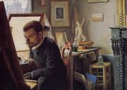 Felix Jasinski in His Printmaking Studio - Felix Edouard Vallotton