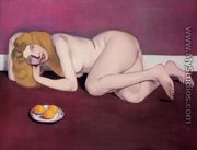 Nude Blond Woman with Tangerines - Felix Edouard Vallotton