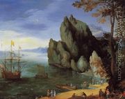 Bay with Ship of War - Jan The Elder Brueghel