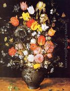 Bouquet of Flowers in a Blue Vase - Jan The Elder Brueghel