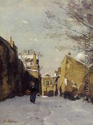 Street in Montmartre, Snow Effect - Stanislas Lepine