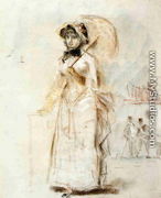 Young Woman Taking a Walk, Holding an Open Umbrella - Edouard Manet