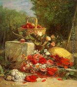 Flowers and Fruit in a Garden - Eugène Boudin