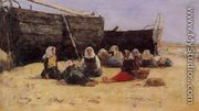 Fishwomen Seated on the Beach at Berck - Eugène Boudin