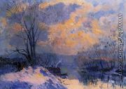The Small Branch of the Seine at Bas-Meudon: Snow and Wiinter Sun - Albert Lebourg