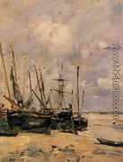 Boats at the Beach at Low Tide - Eugène Boudin
