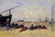 Berck, Fisherwomen on the Beach, Low Tide - Eugène Boudin